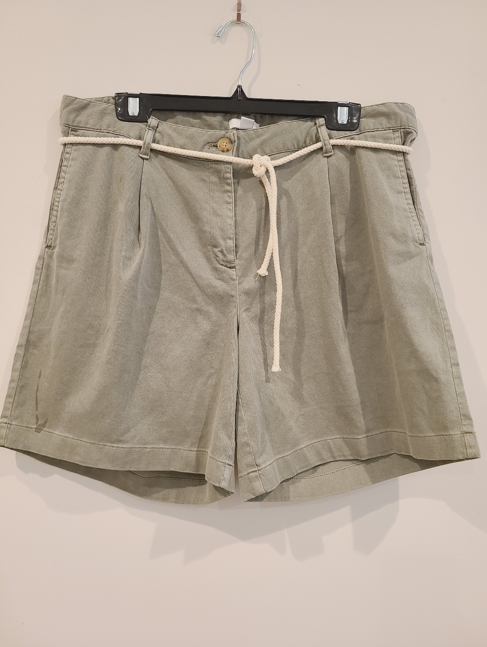 J.Jill Olive Green 7 Inch Cotton Blend Rope Tie Shorts
